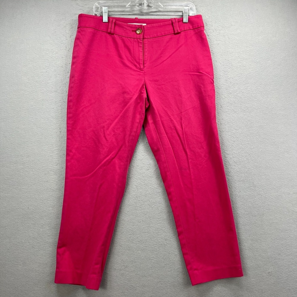 LOFT Julie Pants Womens 10 Pink Ankle Stretch Career Office Slim‎ Fit Barbiecore